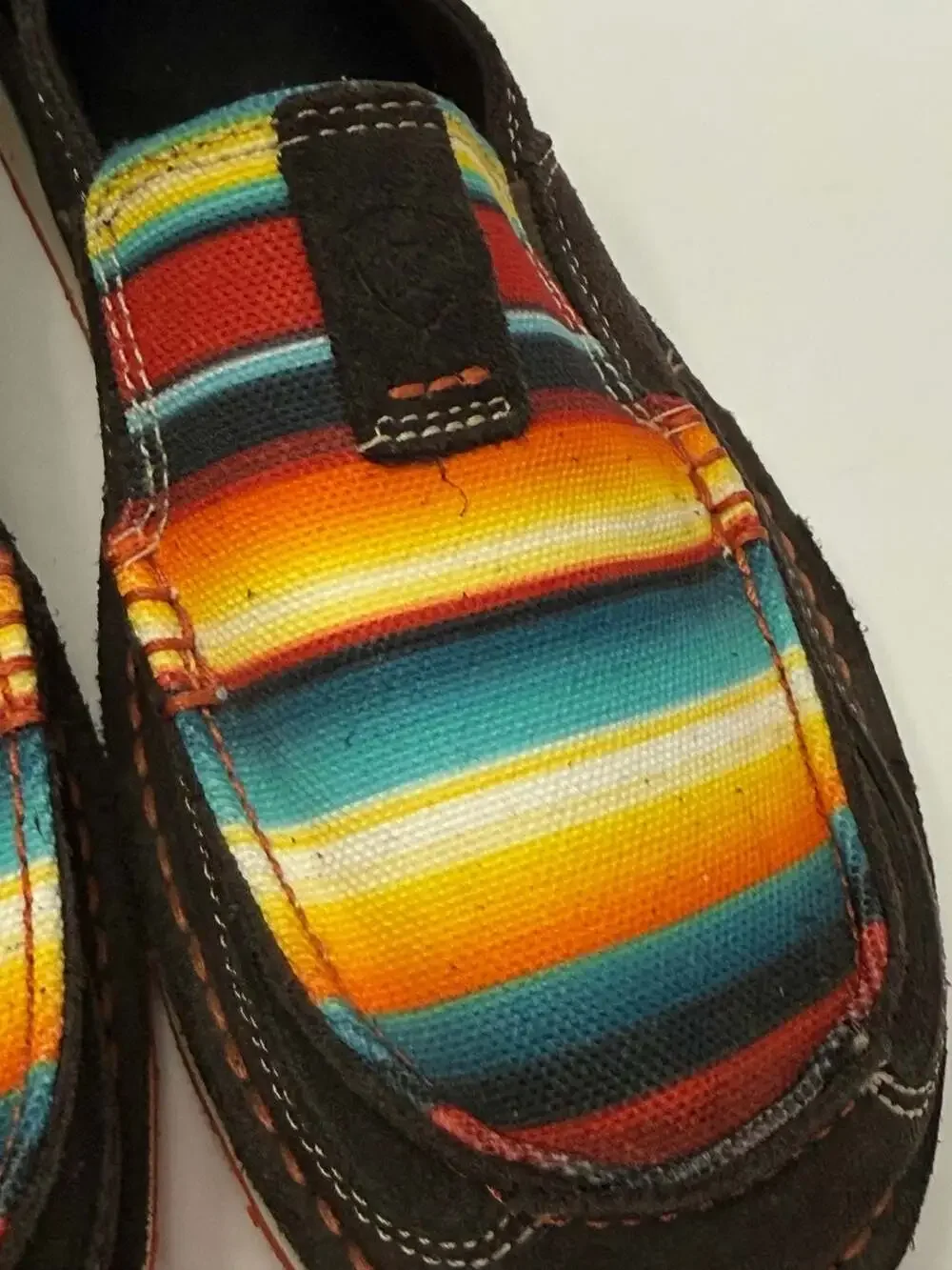 Ariat Women's Serape Cruiser Loafer Shoes Brown Suede Slip On Stripe Aztec